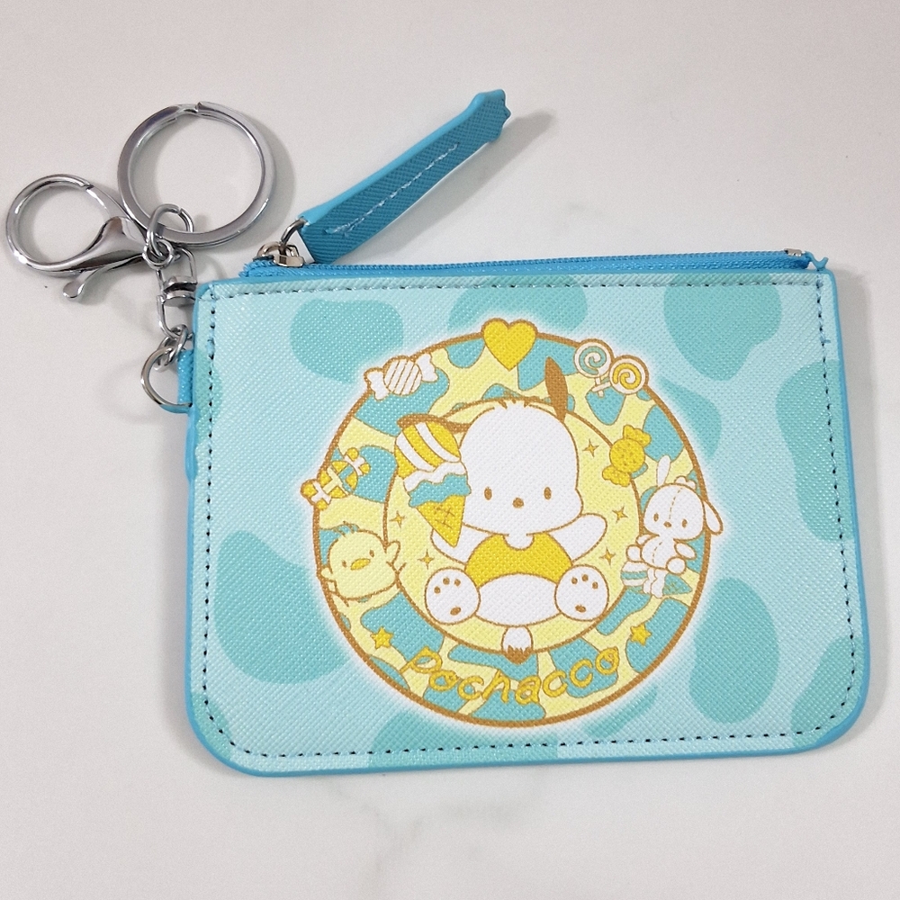NEW Pochacco Sanrio ID Card Holder Coin Purse Wallet with Keychain